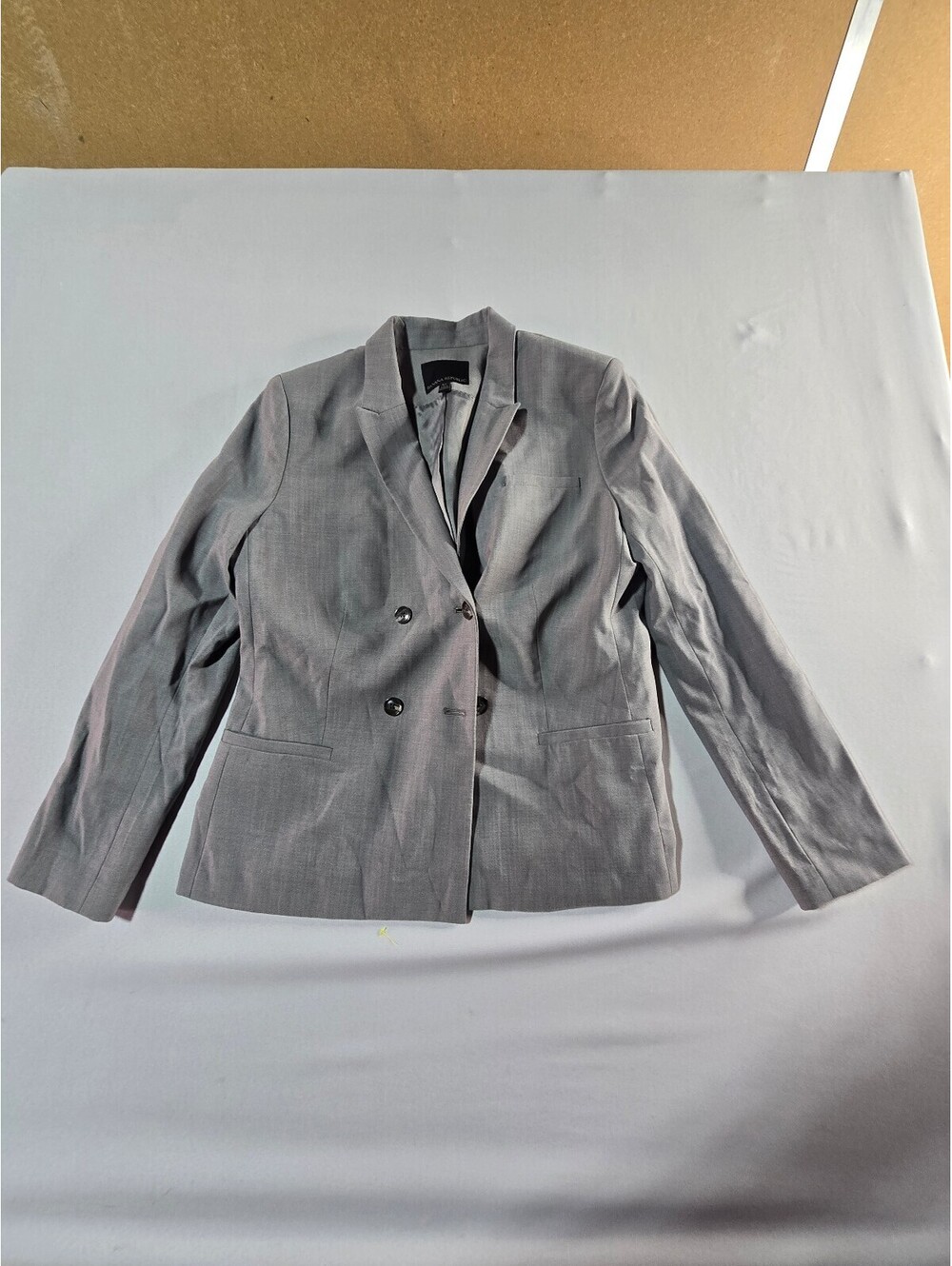 Banana Republic Gray Wool Blend Double Breasted Suit Blazer Jacket Women Sz 10